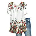 thumbnail image 1 of USSUMA Womens Summer Tops Loose Flowy T-Shirts for Women Trendy Floral Print Womens Blouses and Tops Dressy Short Sleeve Round Neck Tunic Plus Size Shirts for Women, 1 of 4