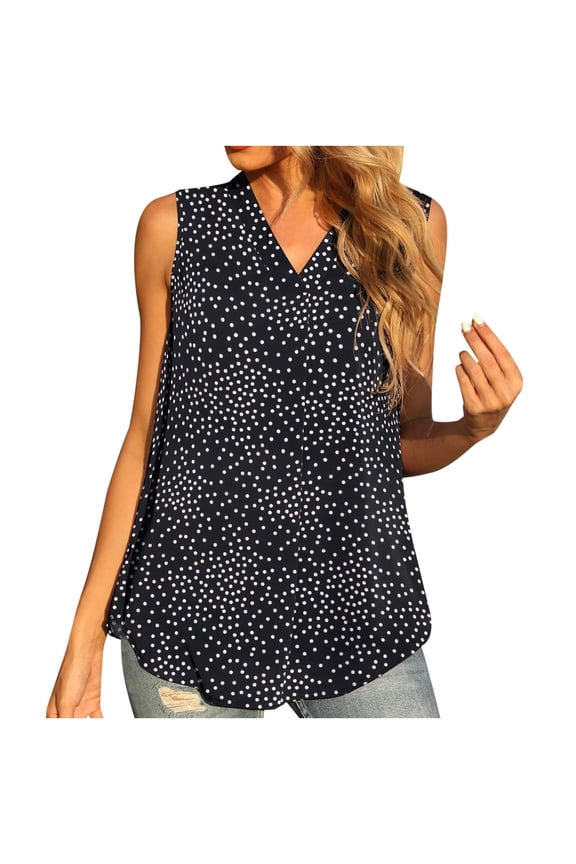 USSUMA Womens Summer Tops Loose Flowy Vest Tanks T-Shirts for Women Trendy Floral Print Womens Blouses and Tops Dressy Sleeveless V Neck Tunic Plus Size Shirts for Women