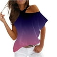 thumbnail image 1 of USSUMA T-Shirts for Women Trendy Sexy Tie-Dye Gradient Ombre Cold Shoulder Womens Blouses and Tops Dressy Casual Summer Off the shoulder Short Sleeve Tshirts Shirts Tunic for women, 1 of 5