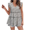 thumbnail image 1 of USSUMA Womens Summer Tops Ruffle Tiered Flowy Swing T-Shirts for Women Trendy Boho Floral Print Womens Blouses and Tops Dressy Sleeveless V Neck Tunic Plus Size Shirts for Women, 1 of 8