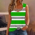 thumbnail image 1 of USSUMA Womens Summer Tops Womens Tank Tops Sleeveless Camisole Cold Shoulder Solid Color Loose Fit Striped Trendy T-Shirt Breathable Tshirt Travel Green Polyester 50% off Clear Tank Top for Women L, 1 of 3