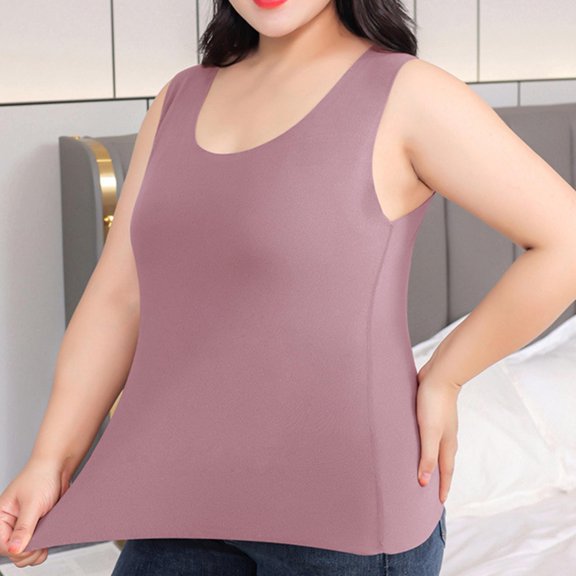 USSUMA Womens Summer Tops Womens Tank Tops Sleeveless Round Neck Camisole Cold Shoulder Solid Color Plus Size Tops for Women Elastic Lounging Shirt Fashion Tee Party Purple Tank Top Xxxxl