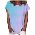 thumbnail image 1 of USSUMA Womens Summer Tops Trendy Round Neck Cute Tie Dye Basic T Shirts for Women Short Sleeve Blouses Tops Dressy Ombre Gradient Tunic Plus Size Shirts for Women, 1 of 5