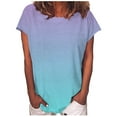 thumbnail image 1 of USSUMA Womens Summer Tops Trendy Round Neck Cute Tie Dye Basic T Shirts for Women Short Sleeve Blouses Tops Dressy Ombre Gradient Tunic Plus Size Shirts for Women, 1 of 5