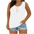 thumbnail image 1 of USSUMA Womens Summer Tops Women's Tank Tops Sleeveless Round Neck Casual Plus Size Tops for Women Button Knitted Lounging Shirt Breathable Blouse School White Clearance Sale Tank Top for Women Xxxxl, 1 of 5