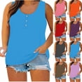 thumbnail image 1 of USSUMA Womens Summer Tops Women's Tank Tops Sleeveless Round Neck Loose Casual Plus Size Tops for Women Lace Button Tunic Trendy Tops Fashion Tshirt Climbing Blue Holiday Deals Tank Top for Women Xl, 1 of 6