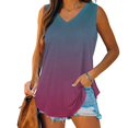 thumbnail image 1 of USSUMA Womens Summer Tops Womens Tank Tops Sleeveless V Neck Camisole Cold Shoulder Loose Fit Casual Printed Retro Tee Breathable Blouse Travel Purple Polyester Tax Free Weekend Tank Top for Women S, 1 of 6
