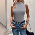 thumbnail image 1 of USSUMA Womens Tank Tops Summer Tops for Women 2025 Women's Casual and Fashionable Solid Color High Neck Top Round Neck Sleeveless Garment Holiday Saving Womens Tops Solidcolor, 1 of 5