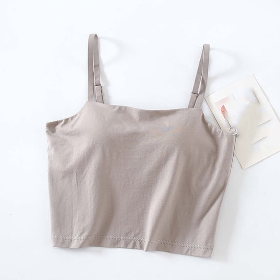 USSUMA Womens Tank Tops Tops for Women Trendy Women's Solid Color Chest Cushion Exposed Navel Camisole with Blouse Holiday Gift Finder Womens Tops Women's Tank Tops Solidcolor