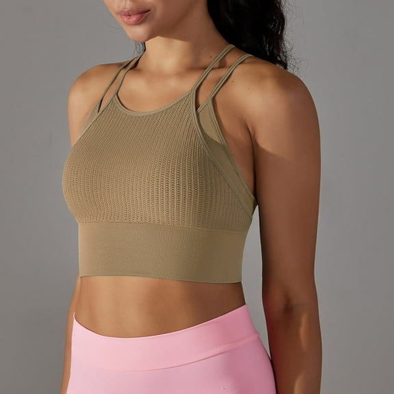 USSUMA Womens Tank Tops Womens Tank Tops Women's Yoga Wear Bra Breathable Quick Drying Body Shaping Back Fitness Sports Top V-Neck Tax Free Weekend Womens Tops Women's Tank Tops Solidcolor