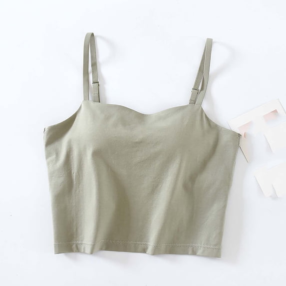 USSUMA Womens Tank Tops Womens Summer Tops Women's Solid Color Chest Cushion Exposed Navel Camisole with Blouse Online Shopping Womens Tops Women's Tank Tops Solidcolor