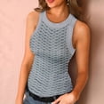 thumbnail image 1 of USSUMA Womens Tank Tops Womens Tops Fashion Women's Sexy Slim Sleeveless T-Shirt Knitted Vest Tops Tax Free Weekend Womens Tops Solidcolor, 1 of 3