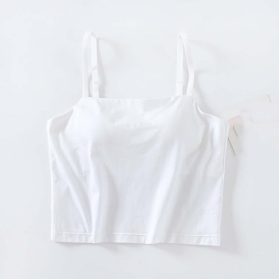 USSUMA Womens Tank Tops Womens Tops Women's Solid Color Chest Cushion Exposed Navel Camisole with Blouse Holiday Saving Womens Tops Women's Tank Tops Solidcolor