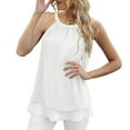 thumbnail image 1 of USSUMA Womens Tank Tops Workout Tops for Women Women's Summer Casual Sleeveless Blouse Round Neck Chiffon Tops T-Shirt Vest for Women Reduced Price Womens Tops Solidcolor, 1 of 5