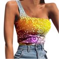 thumbnail image 1 of USSUMA Womens Tops Casual Women's Fashion Shirts Round Neck Summer Tops Printing Vest One Shoulder Sleeveless Plus Tunics Tops Ladies Tops Trendy, 1 of 5