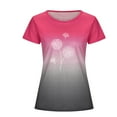 thumbnail image 1 of USSUMA Plus Womens Tops Dressy Casual Ombre Cute Round Neck Women's Tunics Dandelion Print Basic Tee T Shirts for Women Short Sleeve Summer Blouses Trendy, 1 of 6