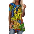thumbnail image 1 of USSUMA Womens Tops Dressy Casual Summer Short Sleeve Horse Print Shirts for Women Trendy Comfy Long Flowy Graphic Crewneck T-Shirts Blouses for Women Plus Tunic, 1 of 4