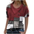 thumbnail image 1 of USSUMA Womens Tops Dressy Casual Summer Short Sleeve Printing Shirts for Women Trendy Comfy Loose Fitting V Neck T-Shirts Blouses for Women Plus Tunic, 1 of 4
