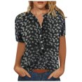 thumbnail image 1 of USSUMA Womens Tops Dressy Casual Summer, Womens Printed Tunic Tops Short Sleeve V Neck Button Down Blouses Summer Casual Basic Tee Shirts for Women, 1 of 4