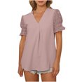 thumbnail image 1 of USSUMA Womens Tops Dressy Casual Summer, Womens Ruffle Short Sleeve V Neck Chiffon Blouses Tops Summer Casual Loose Shirt Tops Cute Tunics Tee, 1 of 8