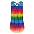 thumbnail image 1 of USSUMA Womens Tops Dressy Casual Summer,Womens Tank Tops Summer Trendy Cross Back Hem Tops Shirts Casual Sleeveless Zipper V-Neck Blouse Tie Dye Printed T Shirts, 1 of 4