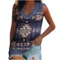 thumbnail image 1 of USSUMA Womens Tops Summer 2022,Western Multi Ethnic Print Tank Tops for Women Geometric Print Sleeveless Tops Shirts Western Multi V Neck Tank Tops Tee, 1 of 8
