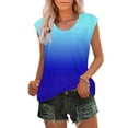 thumbnail image 1 of USSUMA Womens Tops Womens Tank Tops Sleeveless Loose Fit Casual Blouse Casual Blouse Comfortable Tee Office Blue Polyester Up to 65% off Tank Top for Women S, 1 of 4