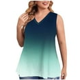 thumbnail image 1 of USSUMA Womens Tops Womens Tank Tops Sleeveless V Neck Loose Plus Size Tops for Women Printed Gradient Lounging Tshirt Loose Tee Daily Wear Green Polyester Up to 50% off Tank Top for Women Xl, 1 of 5