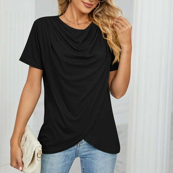 USSUMA Workout Tops for Women Women'S Fashion Solid Color V-Neck Comfortable Loose T-Shirt Sleeveless Blouse Casual Tops Casual Holiday Gift Finder Black Polyester S