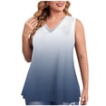 thumbnail image 1 of USSUMA Workout Tops for Women Women's Tank Tops Sleeveless V Neck Loose Plus Size Tops for Women Printed Gradient Lounging Tops Fashion Tops Camping Gray Polyester Reduced Price Tank Top for Women L, 1 of 5