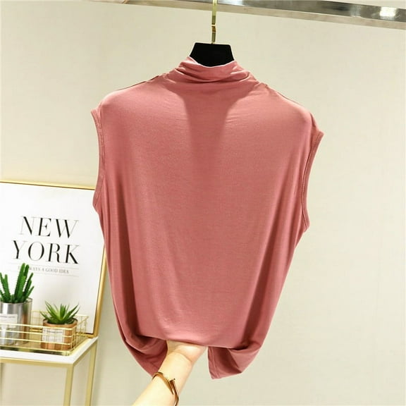 USSUMA Workout Tops for Women Womens Tank Tops Sleeveless Round Neck Camisole Solid Color Loose Fit Casual Plus Size Tops for Women Trendy Tee Loose Blouse Gym Pink Modal Tank Top M