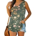 thumbnail image 1 of USSUMA Workout Tops for Women Womens Tank Tops Sleeveless V Neck Loose Fit Casual Printed Elegant Tee Loose Blouse Office Multicolor Polyester Holiday Saving Tank Top for Women M, 1 of 3