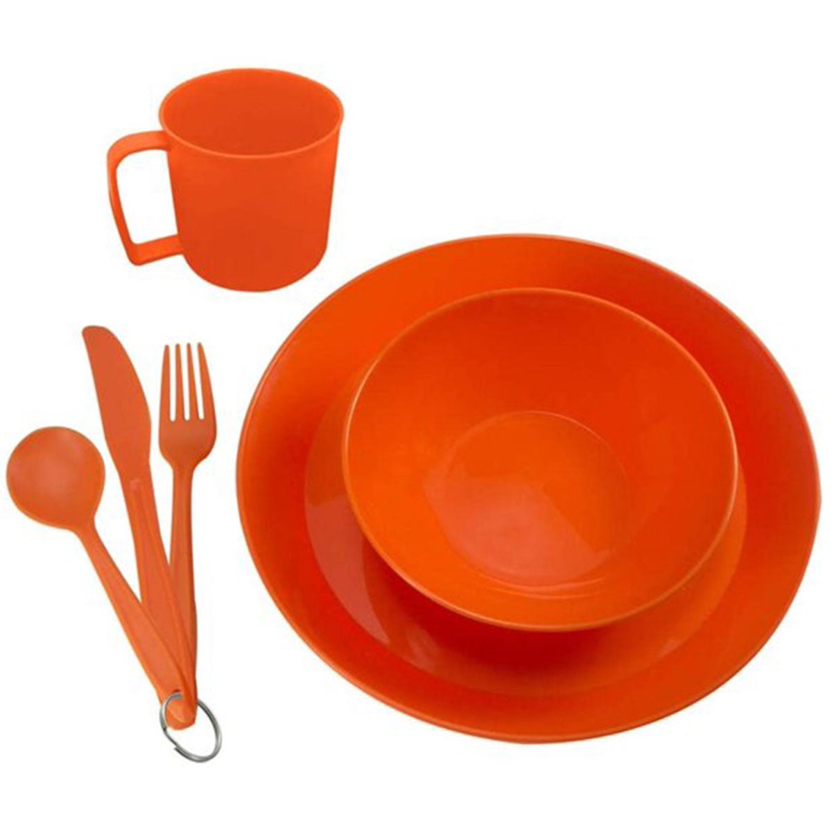 UST 6pc Camping Dish Set with Utensils Orange BPA Free Plastic