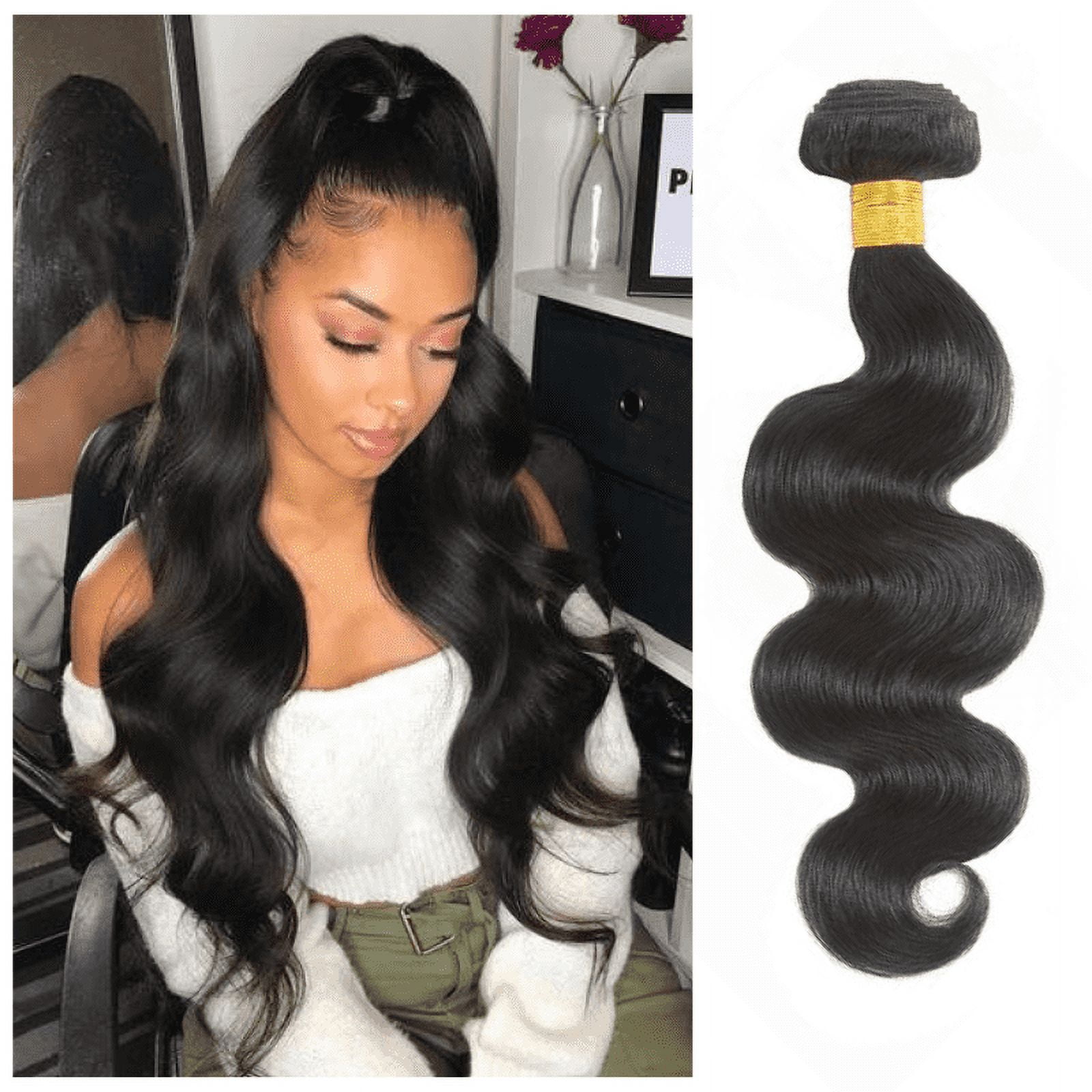 USTAR 100% Unprocessed Brazilian Virgin Remy Human Hair Extensions Body Wave Bundles Color Natural Black #1B 10" Inch