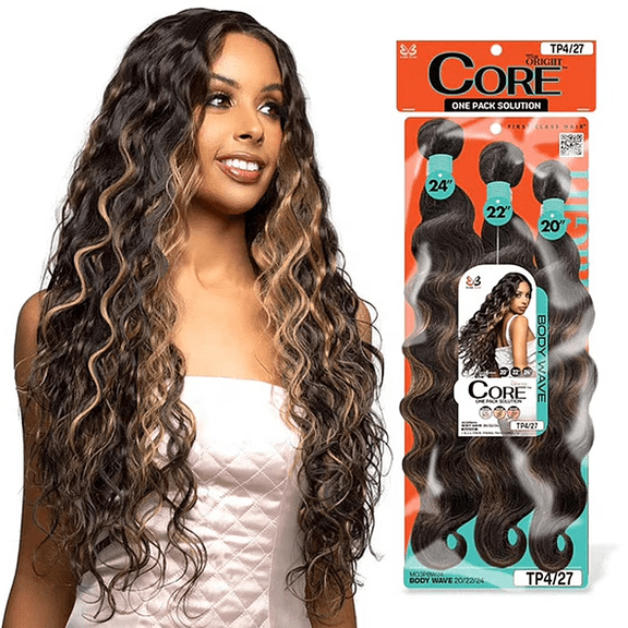 USTAR 3 Bundles TP4/27 Body Wave Synthetic Hair 20-22-24 Inch Heat-Resistant, Quick Weave Kit (2 Wig Caps, 1 Glue) – Long-Lasting Voluminous Curls for Work/Parties/Dates Deal