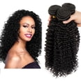 thumbnail image 1 of USTAR 9A Jerry Curl Unprocessed Remy Brazilian Human Hair Natural Color 3 Bundles #1B, 1 of 5
