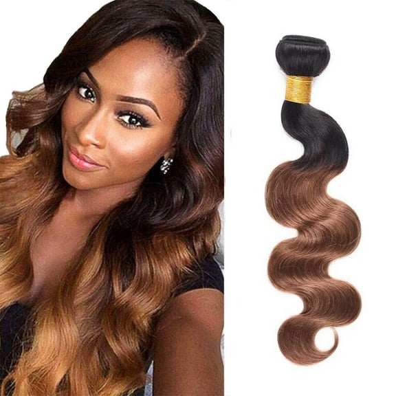 USTAR Body Wave Ombre Brazilian Body Wave Hair Weave Bundles Unprocessed Virgin Brazilian Hair Extensions 1B/30 Black Auburn 1 Bundle 10"inch