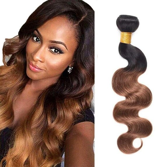 USTAR Body Wave Ombre Brazilian Body Wave Hair Weave Bundles Unprocessed Virgin Brazilian Hair Extensions 1B/30 Black Auburn 1 Bundle 22"inch