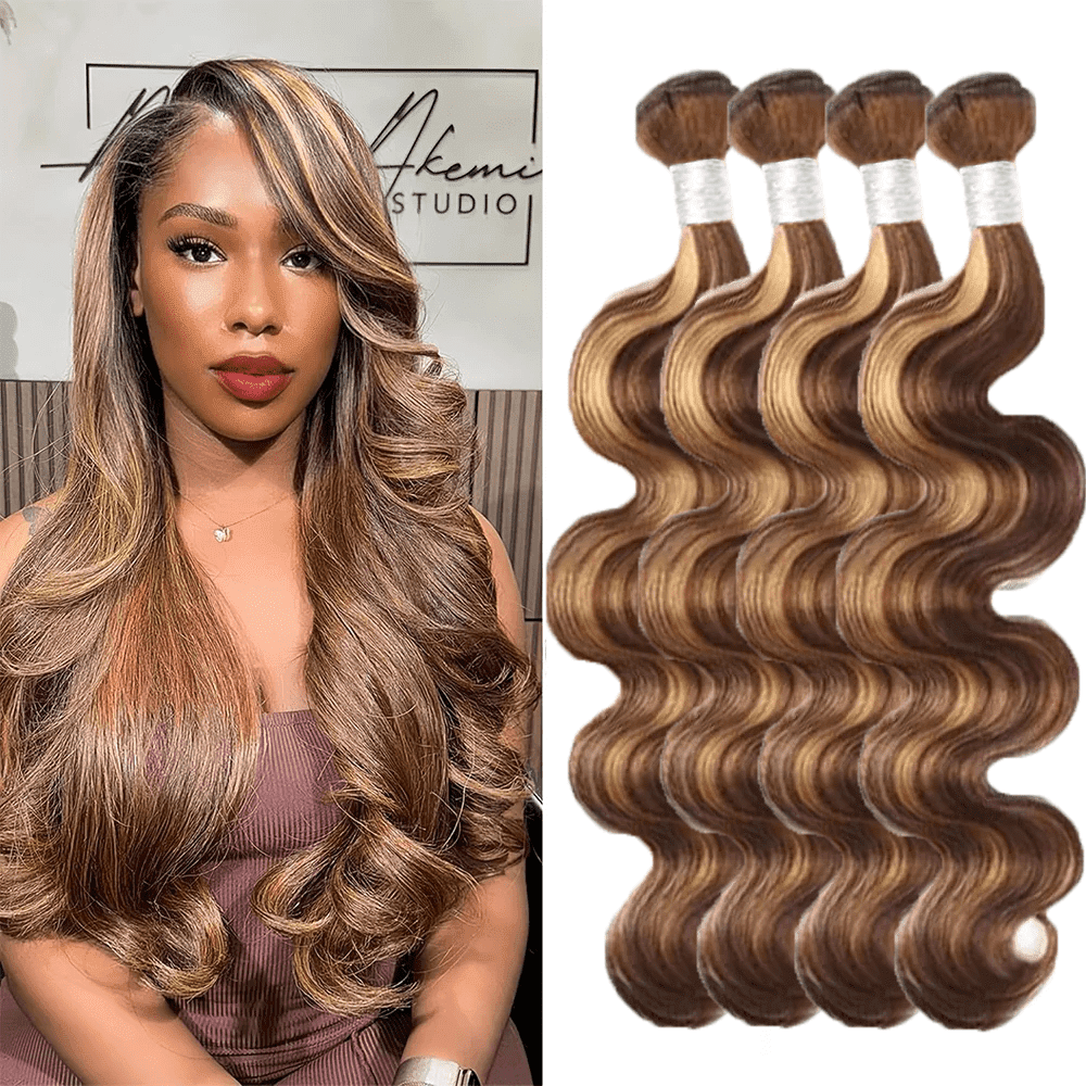 USTAR Brazilian Chocolate Brown Basic 4P/27 Virgin Human Hair Bundles - 22 24 26 28" Blended Hairs Body Wave, Heat-Resistant, Soft & Long-Lasting for Women Deal