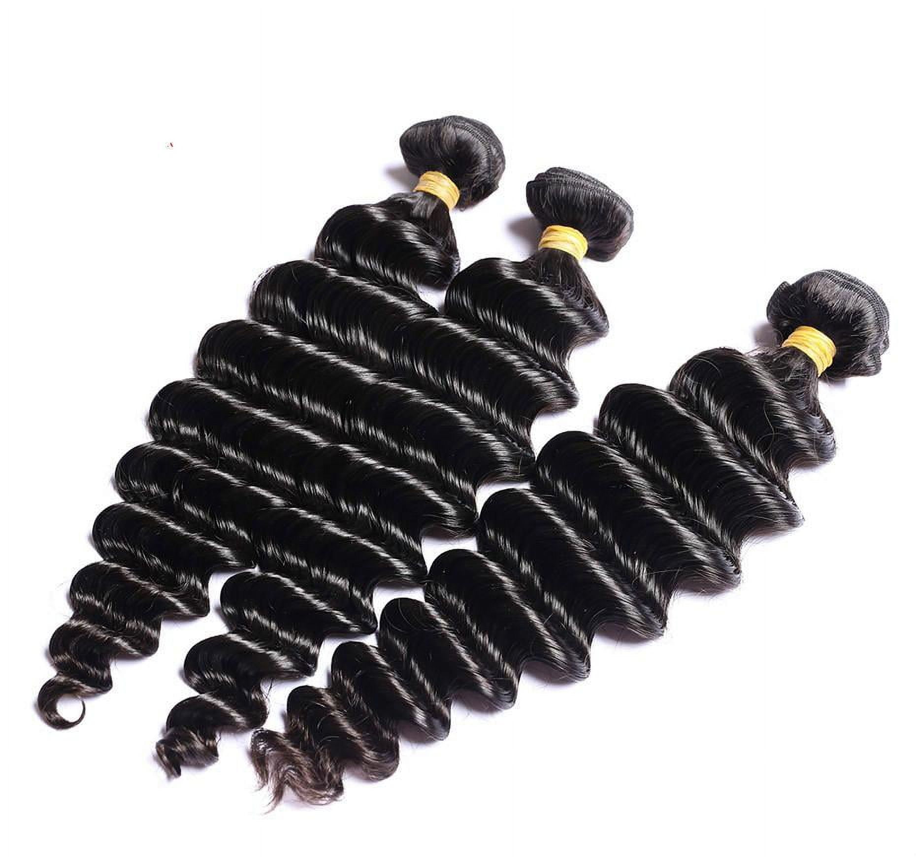 USTAR Brazilian Remy 9A Human Hair Deep Wave 3 Bundle Hair Weave Extensions Natural Black Color 22"+24"+26"
