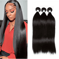 thumbnail image 1 of USTAR Brazilian Virgin Human Hair Bundles - Blended Hair Basic 1B Natural Black 24 26 28" Straight Deal, 1 of 6