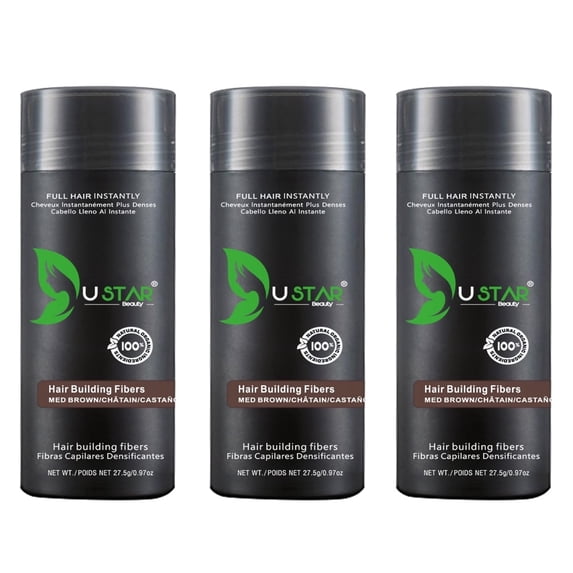 USTAR Hair Building Fibers Medium Brown 0.97oz 3 Pack Deal