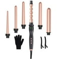 thumbnail image 1 of USTAR Curling Iron 6 in 1 Curling Wand Set Instant Heating Up Hair Wands Curler with 6 LED Temperature Adjustment, Heat Protective Glove & 2 Hair Clips, rose golden, 0.5'' to 1.25'', 1 of 8