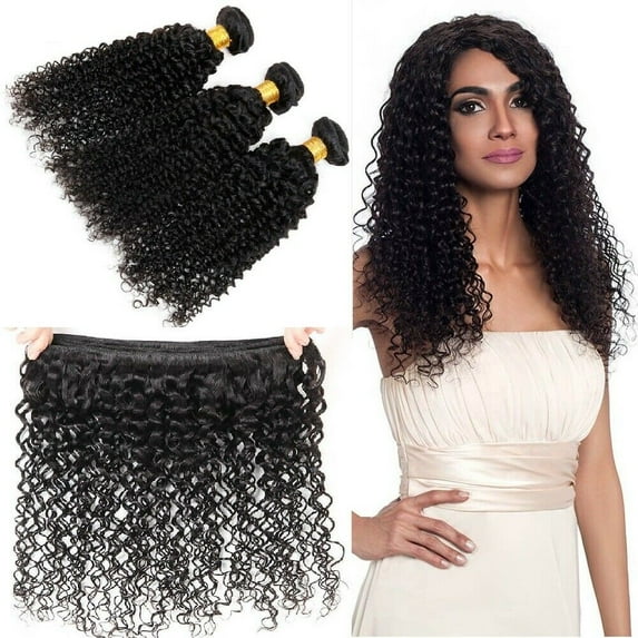 USTAR Unprocessed Remy 9A Human Hair Weave Jerry Curly Natural Black Color 1B - 12,14,14 INCH (3 Bundles)