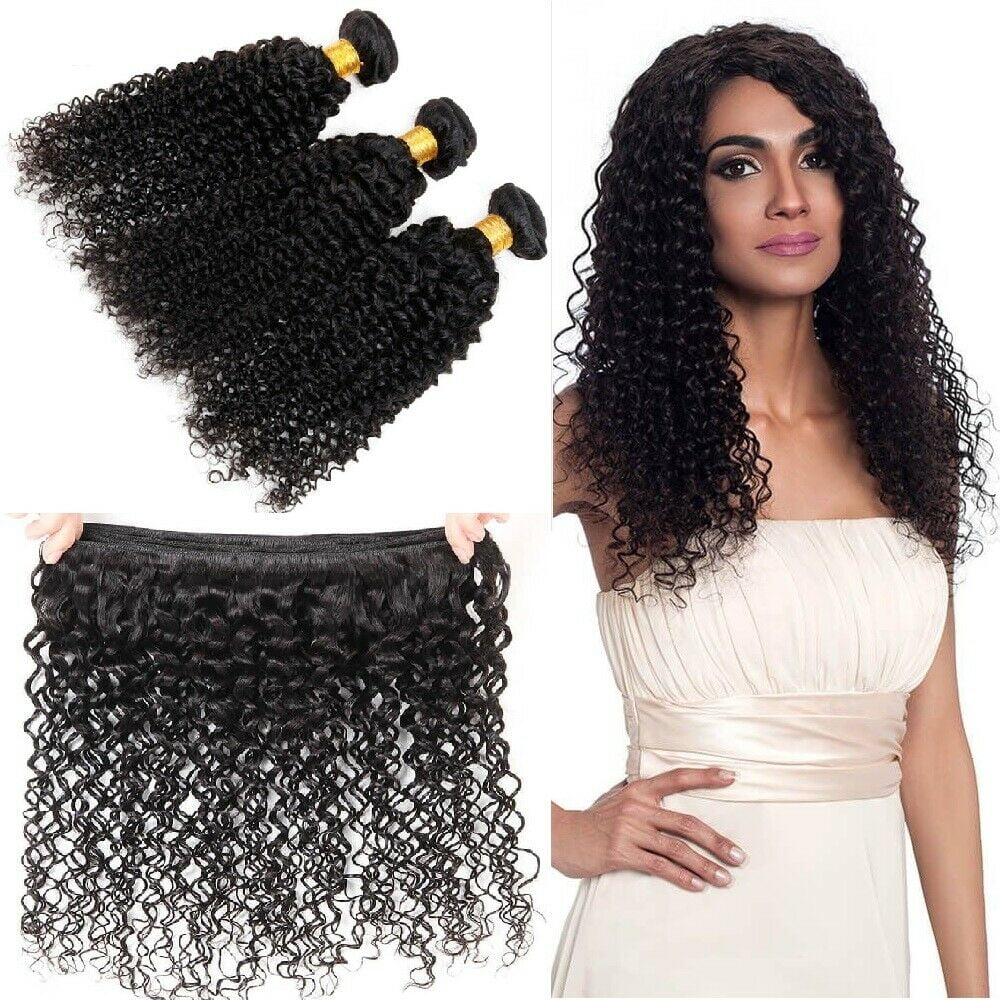 USTAR Unprocessed Remy 9A Human Hair Weave Jerry Curly Natural Black Color 1B - 24,24,26 INCH (3 Bundles)
