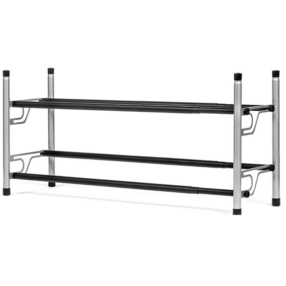 USTECH 2-Tier Shoe Rack Organizer – Sturdy Metal Free Standing Shoe Storage Shelf, Space-Saving Shoe Rack for Entryway, Closet, Bedroom, or Small Spaces, Black