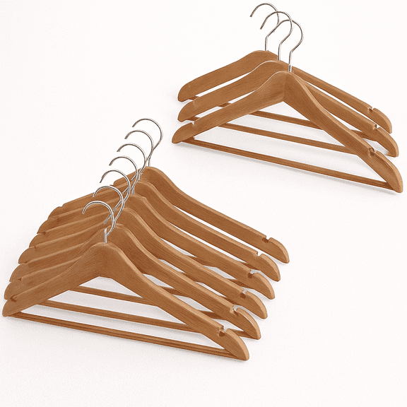 USTECH 30-Pack Wood-Look Bowed Hangers for Suits, Dresses & Coats | Eco-Friendly Plastic with Trouser Bar, Shoulder Notch & Swivel Hook | Heavy Duty Closet Organizer for All Garments