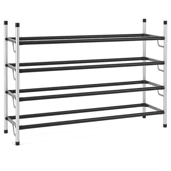 USTECH 4-Tier Expandable Shoe Rack, Adjustable & Stackable Metal Shoe Organizer for Closet, Entryway, or Bedroom – Holds 12–16 Pairs- Pack of 2