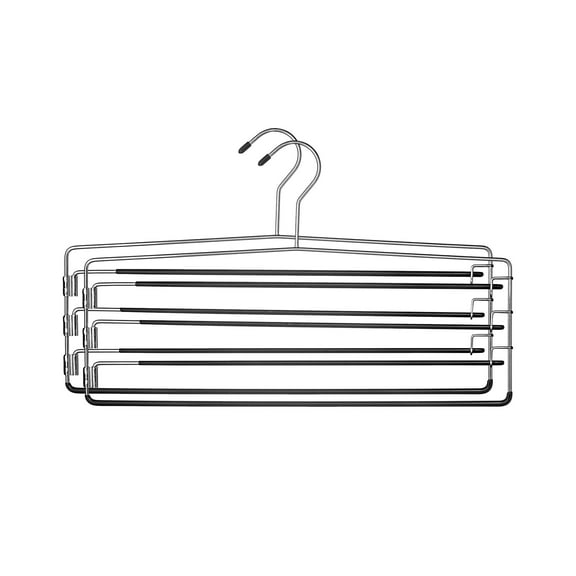 USTECH 4-Tier Swing Arm Pants Hanger (2 Pack), Space-Saving Closet Organizer with Foam Padded Removable Arms, Durable Alloy Steel Frame with Capped Hooks