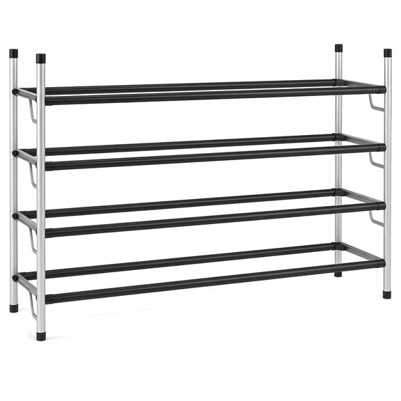 USTECH 4-Tier Expandable Shoe Rack, Adjustable & Stackable Metal Shoe Organizer for Closet, Entryway, or Bedroom – Holds 12–16 Pairs